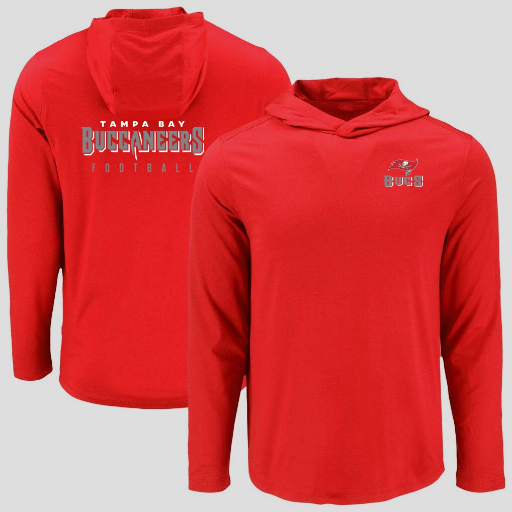 Men 2026 NFL Tampa Bay Buccaneers Hooded long sleeved T-shirt red 05